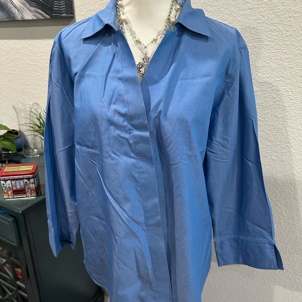 Foxcroft  Blue Button-Up women’s Shirt 18w